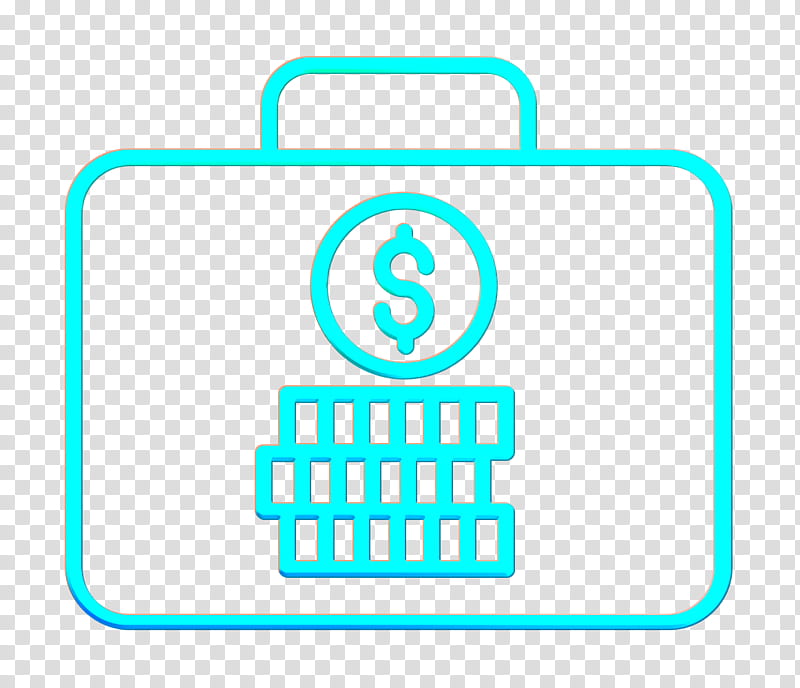 Suitcase icon Portfolio icon Investment icon, Turquoise, Line, Line Art transparent background PNG clipart