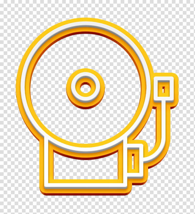 School icon Alarm bell icon School bell icon, Yellow, Circle, Symbol, Sticker transparent background PNG clipart