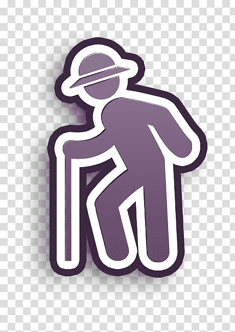 Humans icon people icon Old man with hat walking with cane icon, Age Icon, Logo, Symbol, Meter transparent background PNG clipart