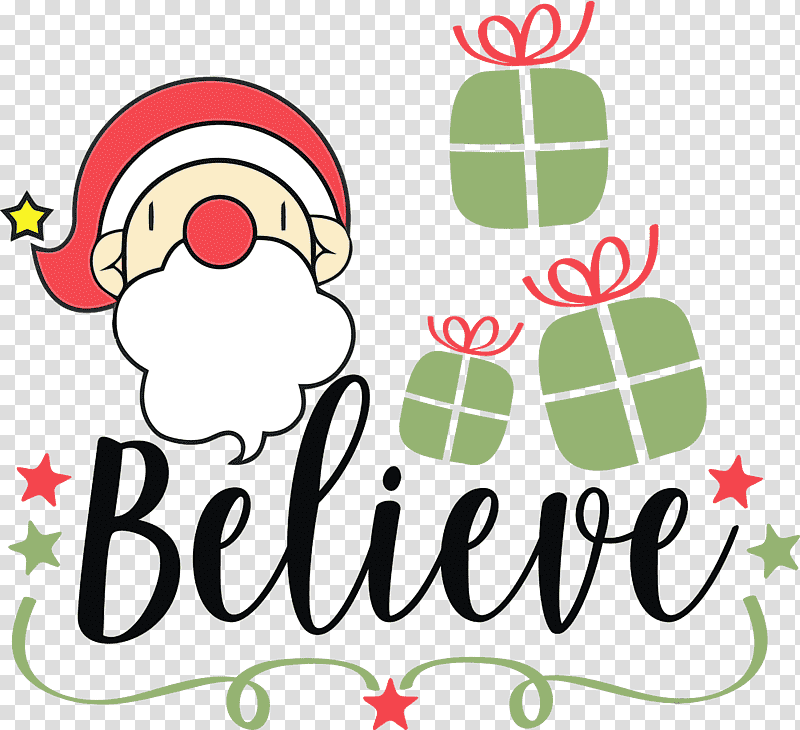 Christmas Day, Believe, Santa, Christmas , Watercolor, Paint, Wet Ink transparent background PNG clipart