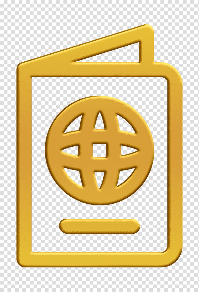 Passport icon Airport icon, Symbol, Chemical Symbol, Sign, Yellow, Line, Meter transparent background PNG clipart