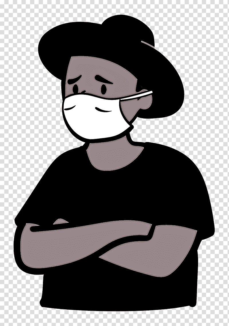 man Medical Mask coronavirus, Fedora, Cartoon, Hat, Character, Male, Gentleman transparent background PNG clipart