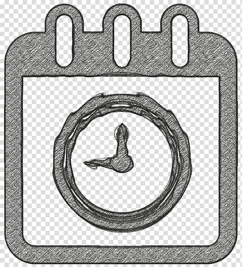 Calendar page with circular clock symbol icon Calendar Icons icon Calendar icon, Interface Icon, Black And White
, Circle, Padlock, Meter, Household Hardware transparent background PNG clipart