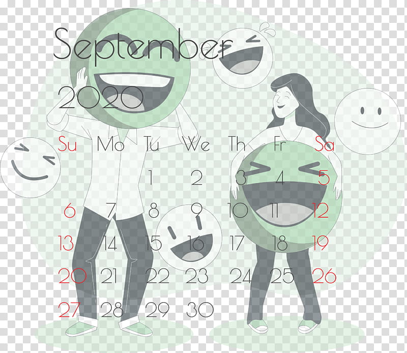 September 2020 Printable Calendar September 2020 Calendar Printable September 2020 Calendar, Cartoon, Emoji, Smile Happy, 3D Computer Graphics, Social Network transparent background PNG clipart