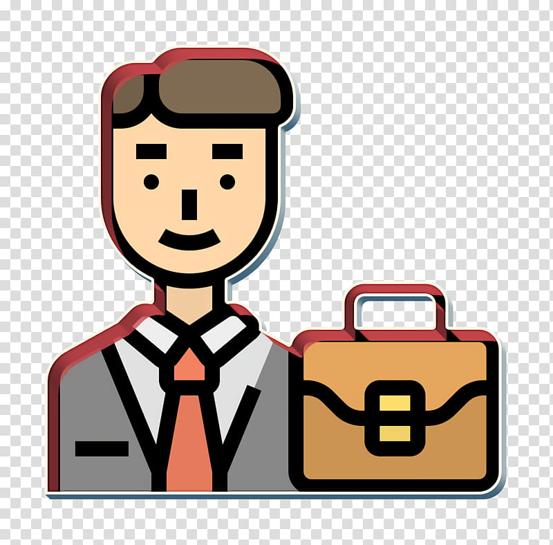 Businessman icon Career icon, Cartoon, Baggage, Suitcase, Finger, Smile, Luggage And Bags, Thumb transparent background PNG clipart