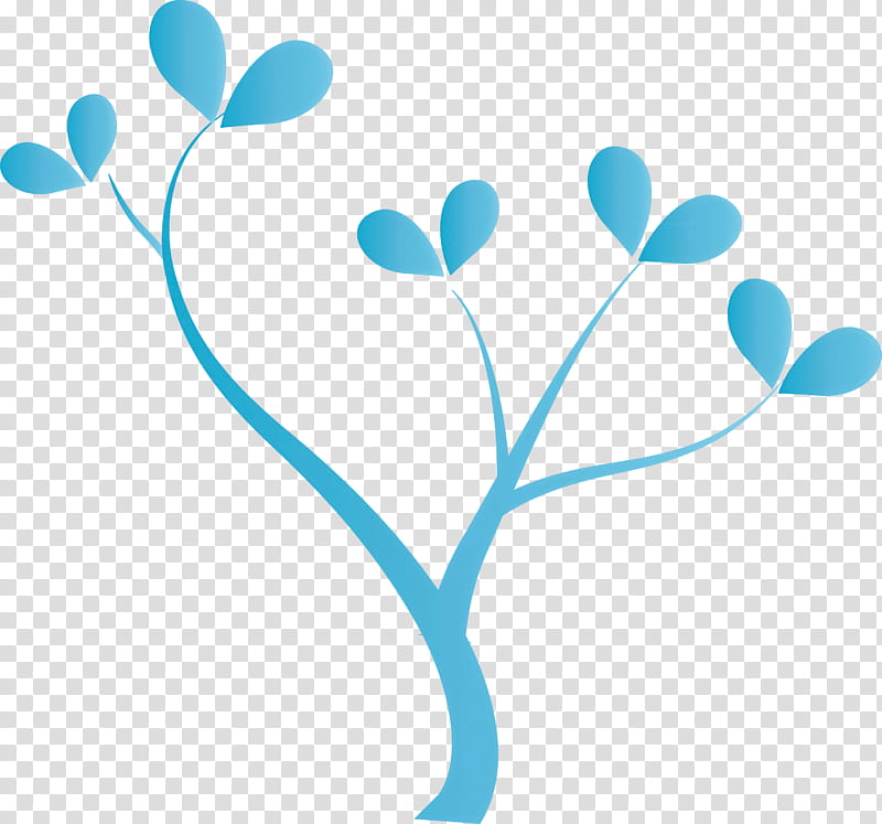 turquoise aqua teal heart leaf, Cartoon Tree, Abstract Tree, Tree transparent background PNG clipart