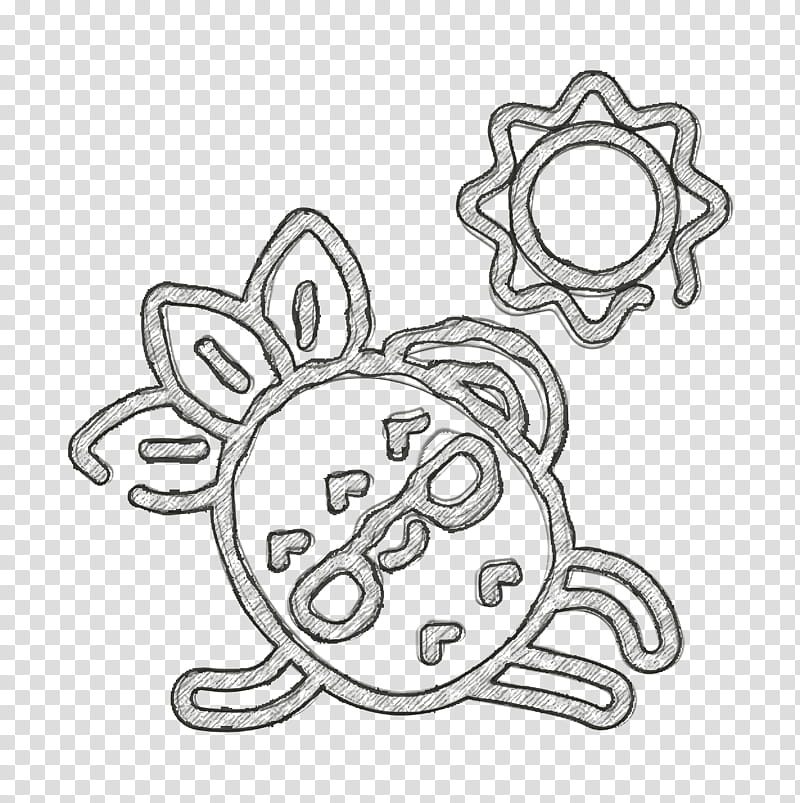 Sun icon Sunbathing icon Pineapple Character icon, White, Line Art, Turtle, Coloring Book, Circle, Blackandwhite, Drawing transparent background PNG clipart