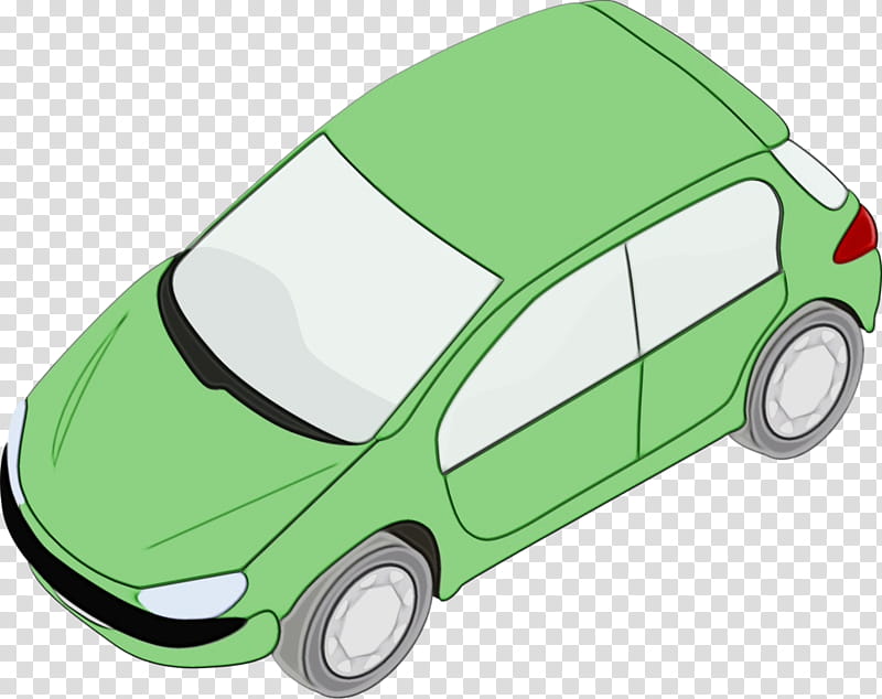 City car, Watercolor, Paint, Wet Ink, Green, Vehicle Door, Transport, Model Car transparent background PNG clipart