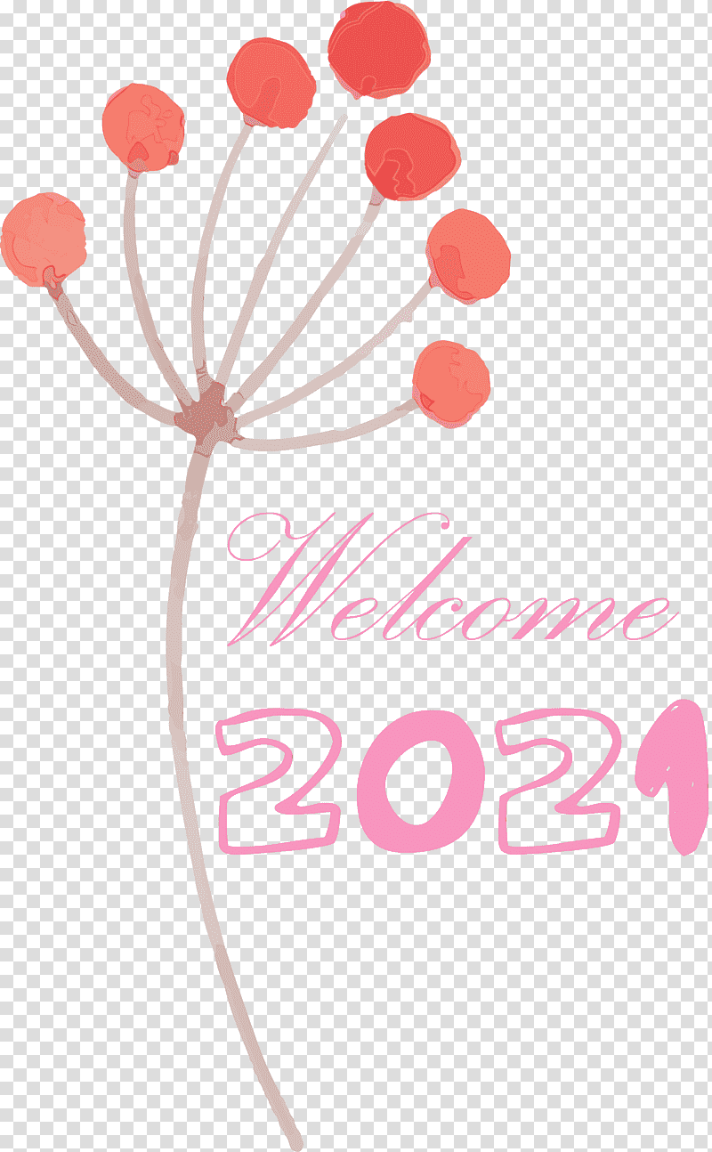 Floral design, Happy New Year 2021, Welcome 2021, Hello 2021, Watercolor, Paint, Wet Ink transparent background PNG clipart