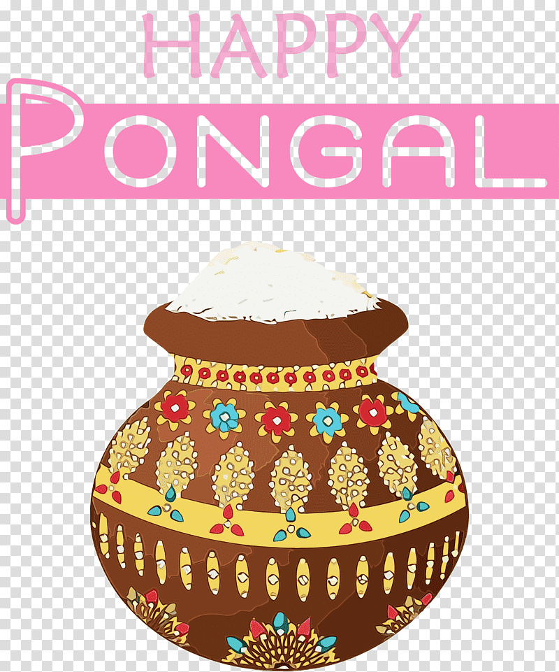 Pongal, Happy Pongal, Watercolor, Paint, Wet Ink, Pongalo Pongal, Festival transparent background PNG clipart