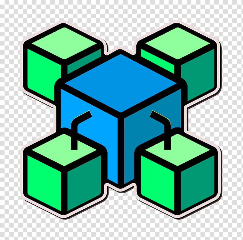 Blockchain icon Technologies Disruption icon, Green, Square transparent background PNG clipart