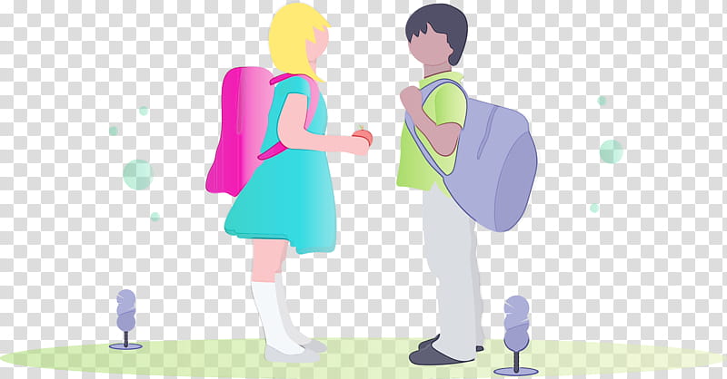 Holding hands, Back To School, Student, Boy, Girl, Watercolor, Paint, Wet Ink transparent background PNG clipart