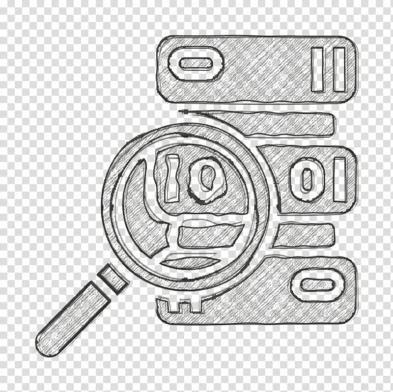 Data Management icon Code icon Loupe icon, Line Art, Angle, Car, Meter transparent background PNG clipart
