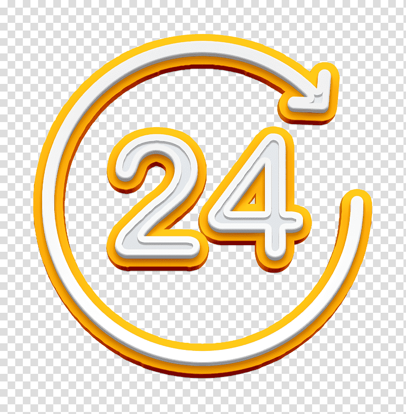 24 hours icon Support service icon Help icon, Logo, Yellow, Line, Number, Text, Mathematics transparent background PNG clipart