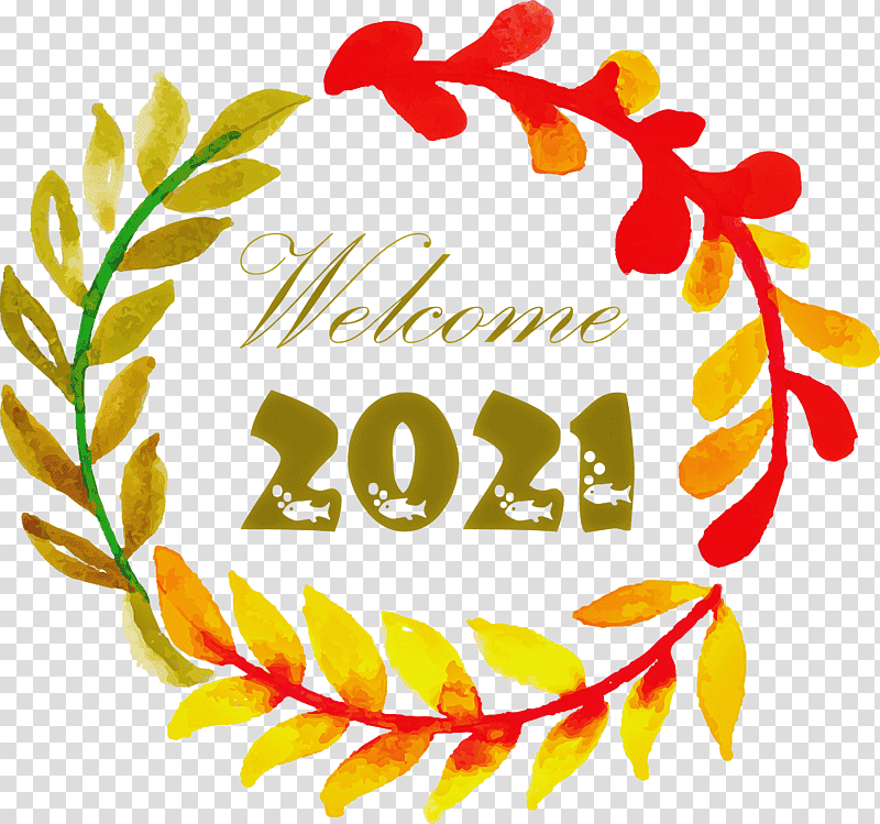 Happy New Year 2021 Welcome 2021 Hello 2021, Line Art, Drawing, Watercolor Painting, Cartoon, Floral Design, Silhouette transparent background PNG clipart