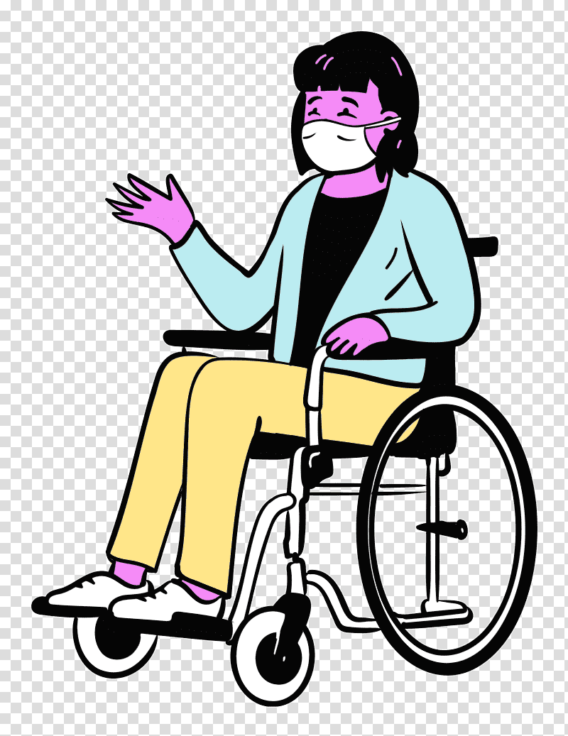html5 user experience css web browser, Woman, Wheelchair, Medical Mask, Sitting, Watercolor, Paint transparent background PNG clipart