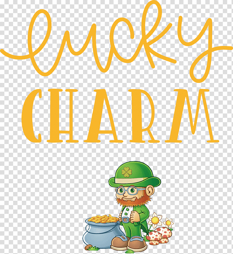 Lucky Charm Saint Patrick Patricks Day, Cartoon, Commodity, Yellow, Meter, Happiness, Line transparent background PNG clipart