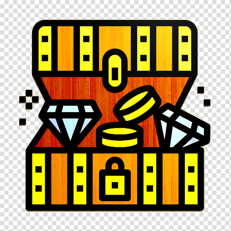 Treasure chest icon Bandit icon Game Elements icon, Yellow, Line transparent background PNG clipart