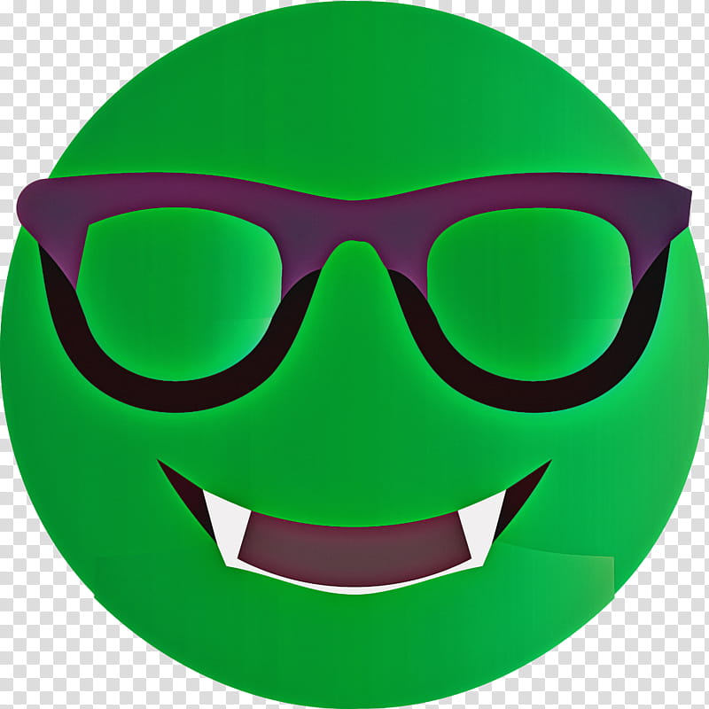 goggles sunglasses cartoon green smiley, Symbol transparent background PNG clipart