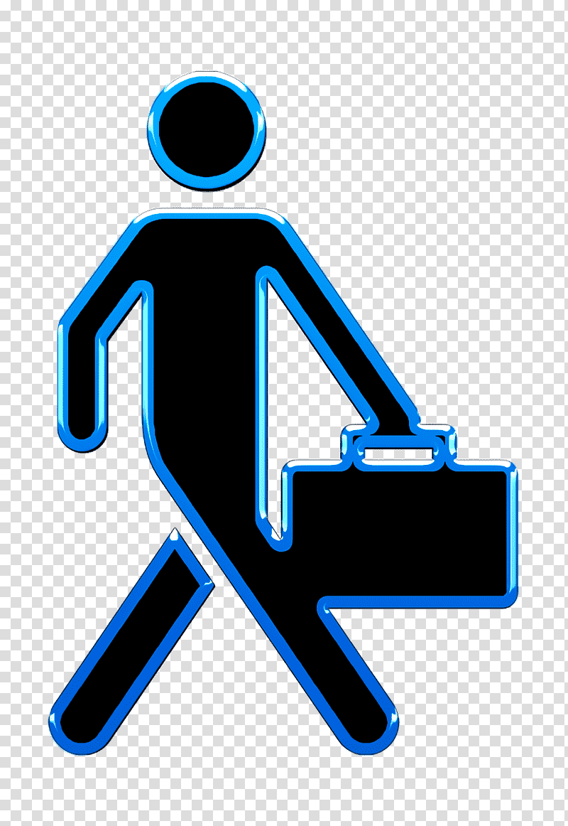 Business man walking with suitcase icon Businessman icon people icon, New York Icon, Logo, Meter, Symbol, Line, Microsoft Azure transparent background PNG clipart
