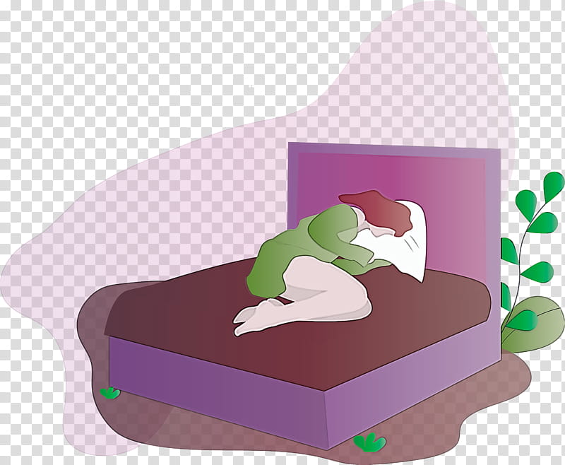 World Sleep Day Sleep Girl, Bed, Green, Purple, Violet, Furniture, Sitting transparent background PNG clipart