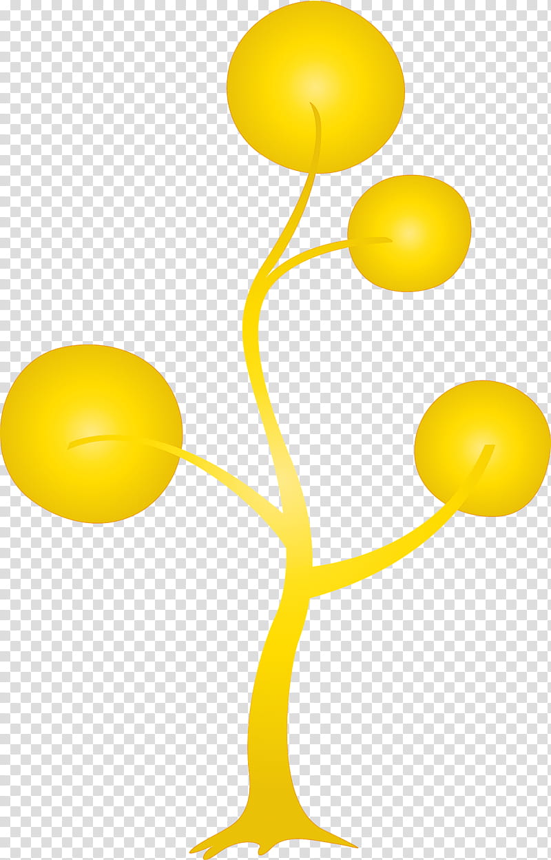 yellow smile balloon, Abstract Tree, Cartoon Tree, Tree transparent background PNG clipart