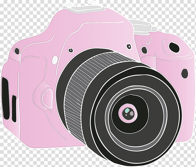 Camera lens, Cartoon Camera, Watercolor, Paint, Wet Ink, Digital Slr, Mirrorless Interchangeablelens Camera, Singlelens Reflex Camera transparent background PNG clipart