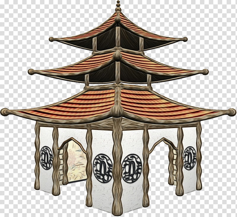 pagoda furniture roof architecture table, Watercolor, Paint, Wet Ink, Outdoor Structure, Tower, Gazebo transparent background PNG clipart
