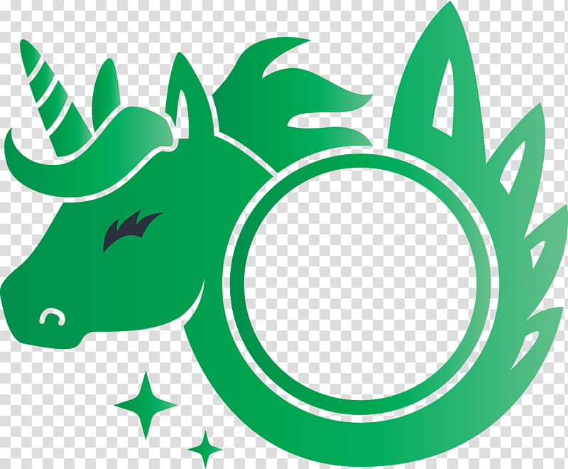 unicorn frame, Green transparent background PNG clipart