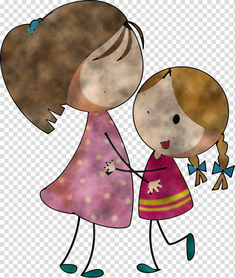 cartoon drawing watercolor painting friendship hug, Cartoon, Line Art, Silhouette transparent background PNG clipart