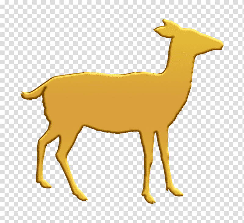 Deer icon Animal Kingdom icon Deer shape icon, Animals Icon, Goat, Antelope, Yellow, Tail, Animal Figurine transparent background PNG clipart