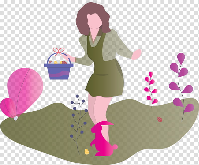 Easter egg hunt, Cartoon, Pink, Gesture transparent background PNG clipart