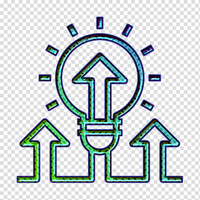 Lightbulb icon Arrow icon Startup icon, Green, Text, Line, Symbol, Electric Blue, Logo transparent background PNG clipart