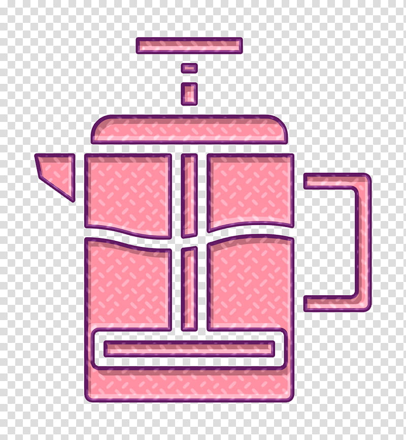 Food and restaurant icon French press icon Coffee Shop icon, Pink, Line transparent background PNG clipart