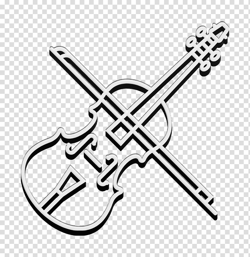 Orchestra icon Musical Instruments Gallery icon Violin icon, Music Icon, Line Art, Angle, Black, Symbol, Jewellery transparent background PNG clipart