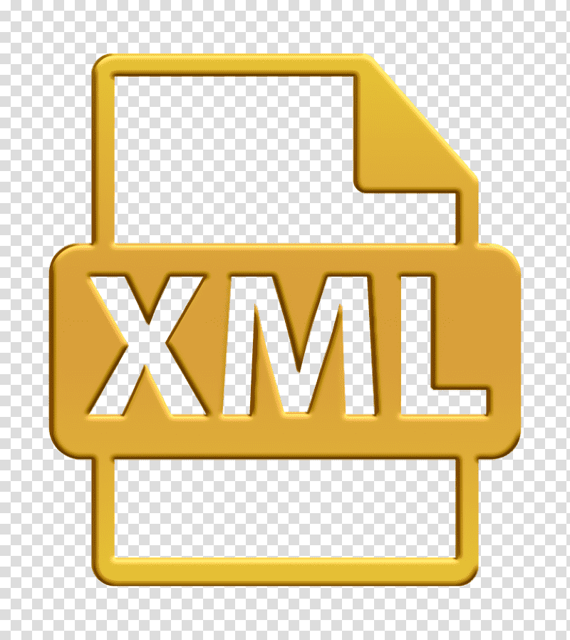 Xml icon XML file format symbol icon interface icon, File Formats Text Icon, Logo, Sign, Yellow, Meter, Line transparent background PNG clipart
