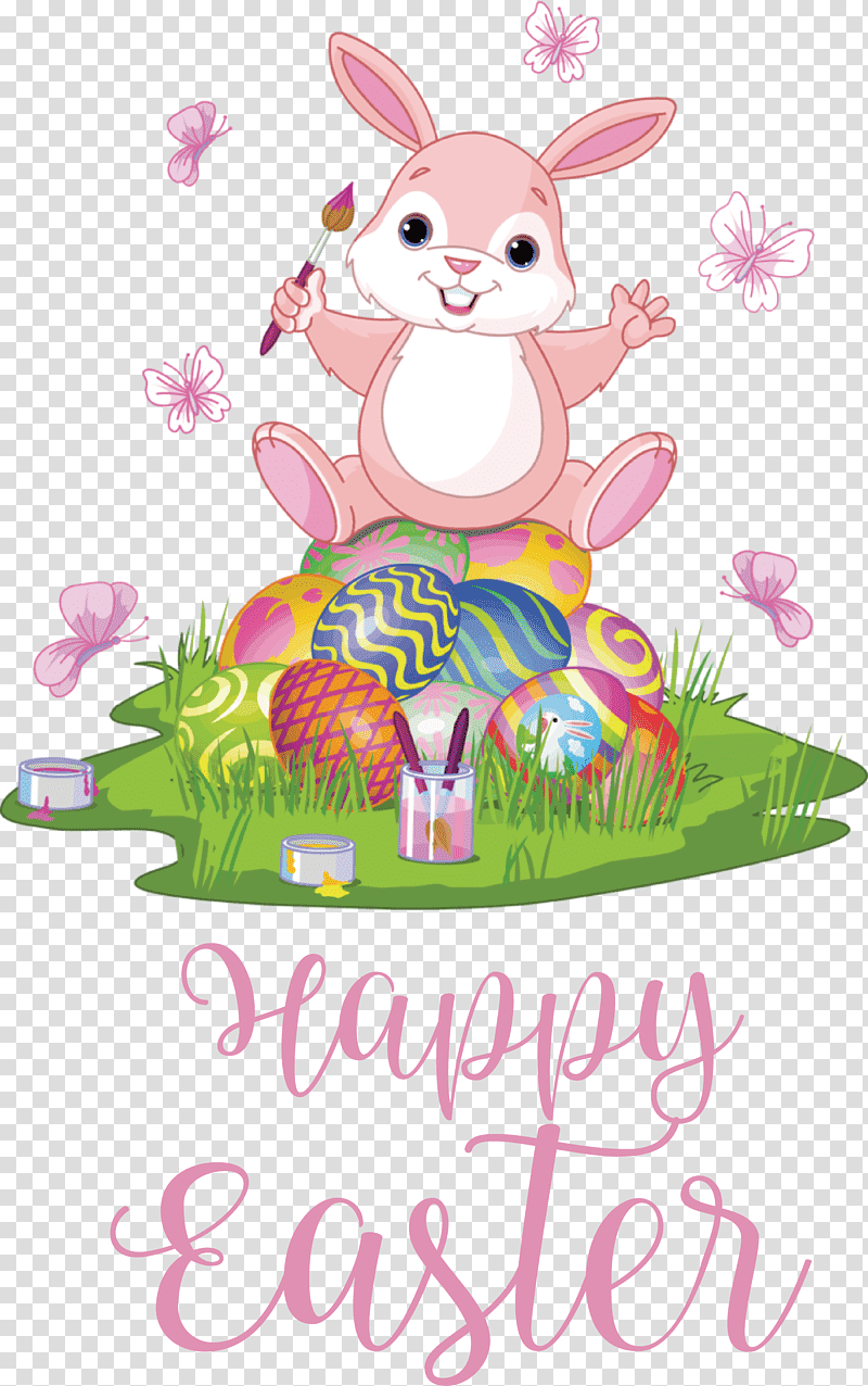 Happy Easter Day Easter Day Blessing easter bunny, Cute Easter, Hare, Rabbit, Easter Egg, Cartoon transparent background PNG clipart