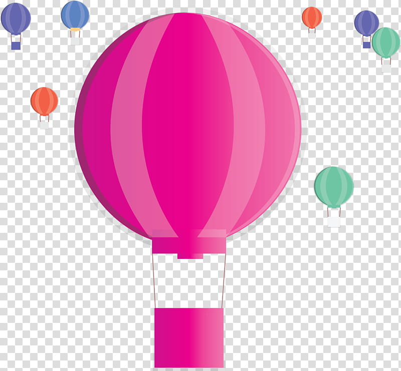 hot air balloon floating, Pink, Magenta, Vehicle, Material Property transparent background PNG clipart