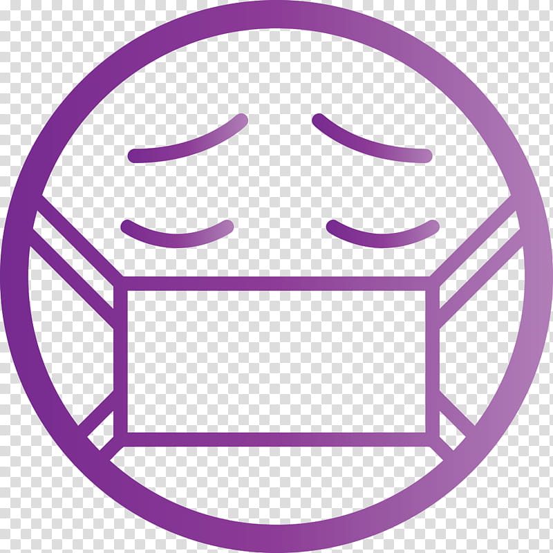 emoji with mask Corona Virus Disease, Facial Expression, Emoticon, Smile, Purple, Violet, Head, Line transparent background PNG clipart