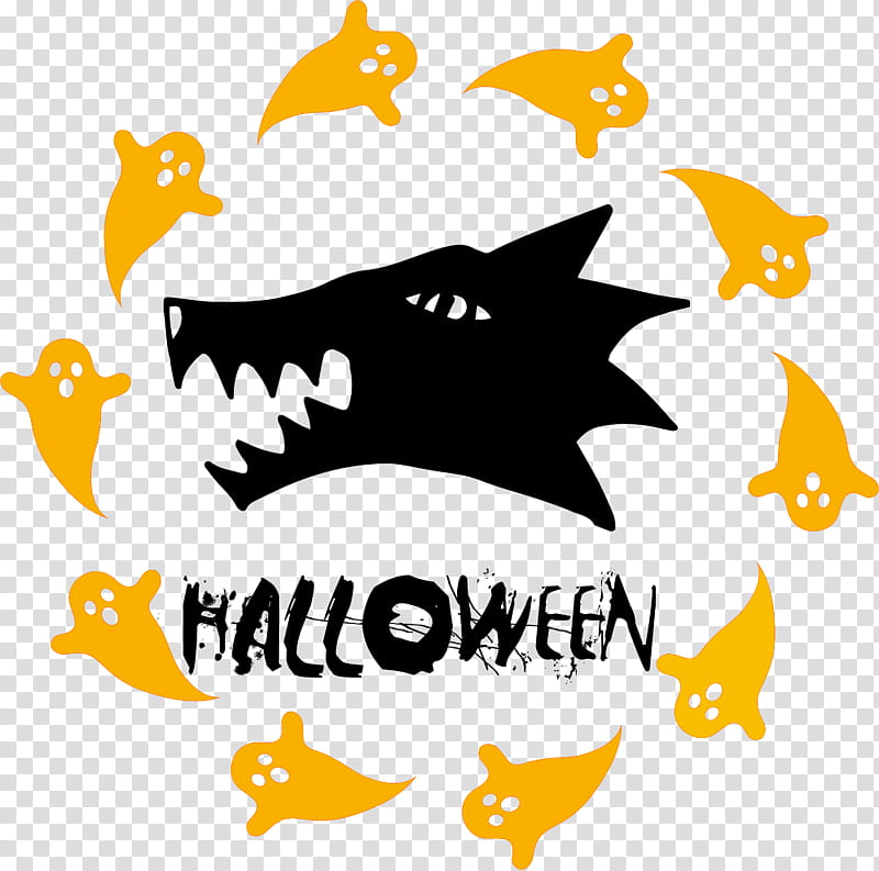 Happy Halloween, Logo, Yellow, Text, Symbol, Line, Fish, Geometry transparent background PNG clipart