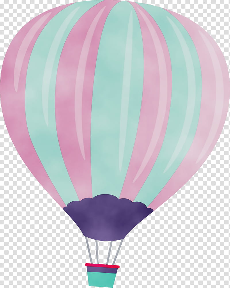 Hot air balloon, Watercolor, Paint, Wet Ink, Pink M transparent background PNG clipart