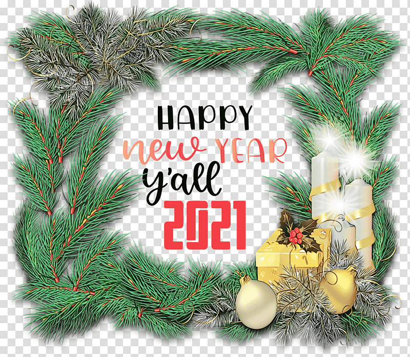 New Year tree, 2021 Happy New Year, 2021 New Year, 2021 Wishes, Watercolor, Paint, Wet Ink transparent background PNG clipart