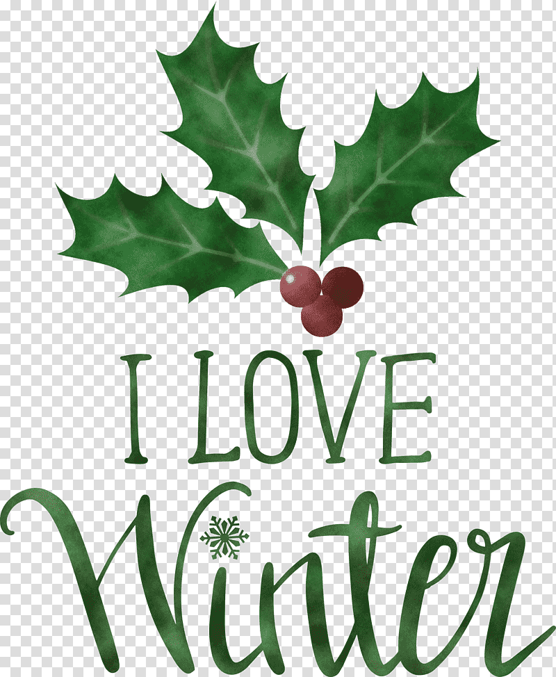 I Love Winter Winter, Winter
, Holly, Aquifoliales, Leaf, Meter, Mtree transparent background PNG clipart