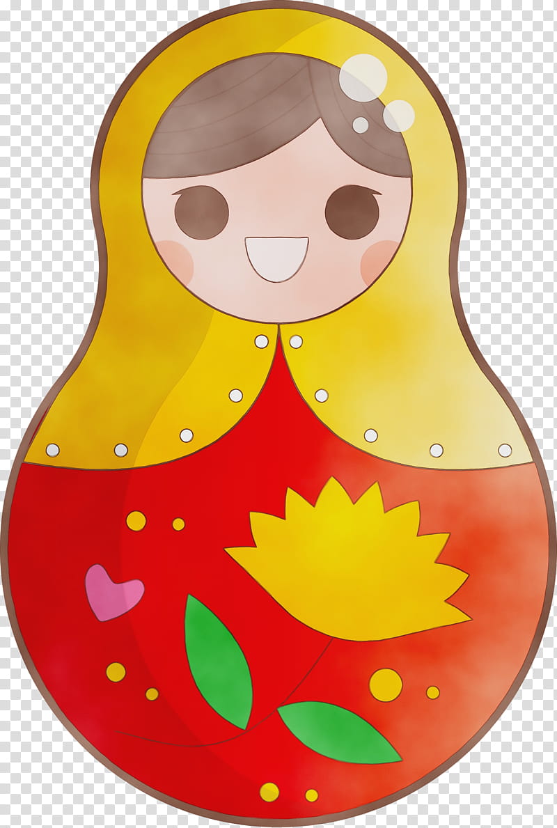 cartoon yellow infant fruit, Colorful Russian Doll, Watercolor, Paint, Wet Ink, Cartoon transparent background PNG clipart