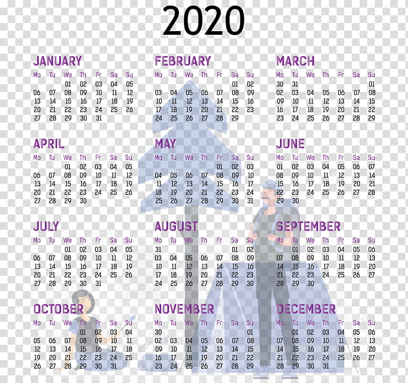 2020 yearly calendar Printable 2020 Yearly Calendar Template Full Year Calendar 2020, Calendar System, Purple, Meter transparent background PNG clipart