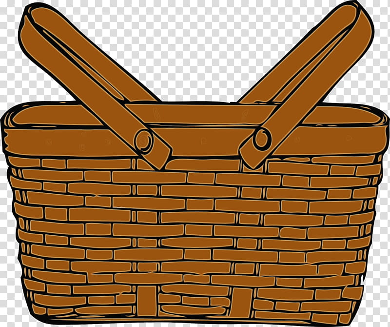 basket storage basket picnic basket wicker bicycle basket, Watercolor, Paint, Wet Ink, Home Accessories transparent background PNG clipart