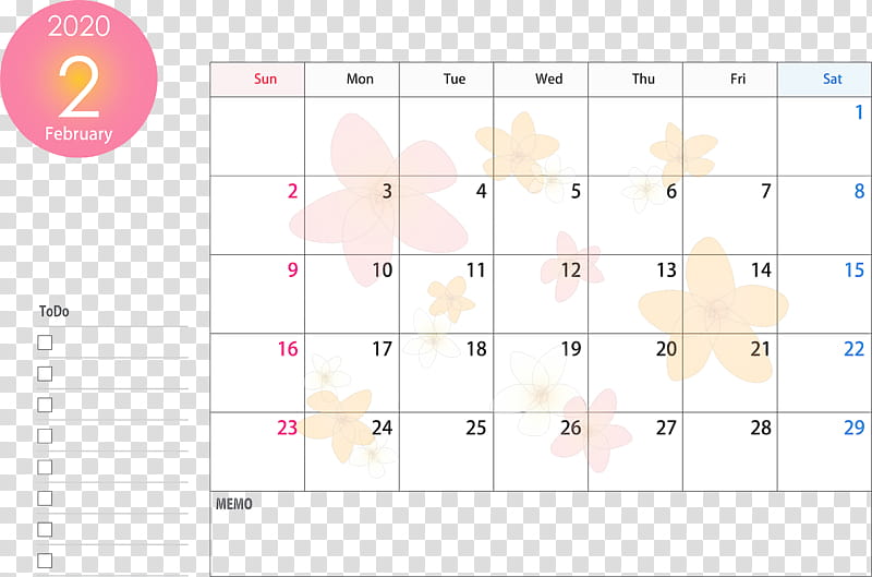 February 2020 Calendar February 2020 Printable Calendar 2020 Calendar, Text, Line, Number, Games, Circle, Square transparent background PNG clipart