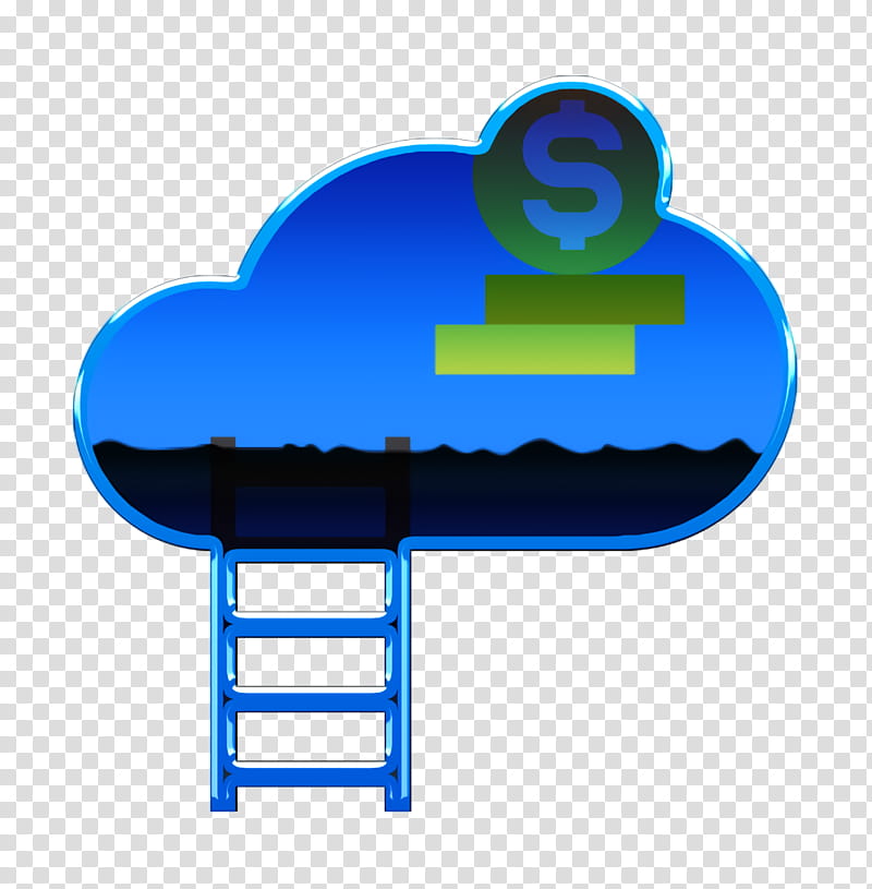 Cloud icon Startup icon Ladder icon, Electric Blue, Symbol, Furniture, Logo transparent background PNG clipart