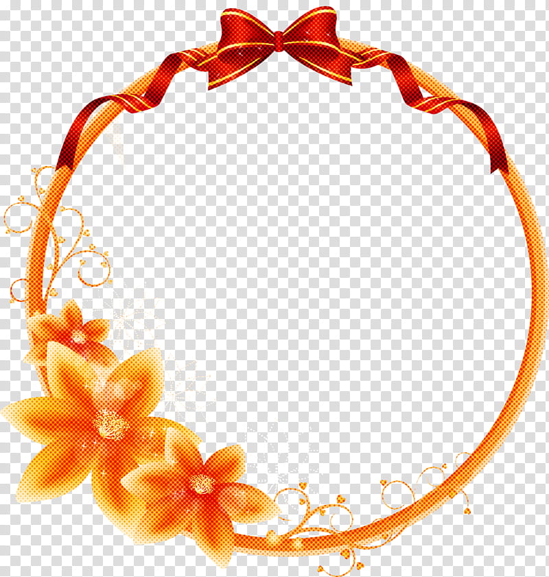 flower circle frame floral circle frame, Orange, Hair Accessory, Jewellery transparent background PNG clipart
