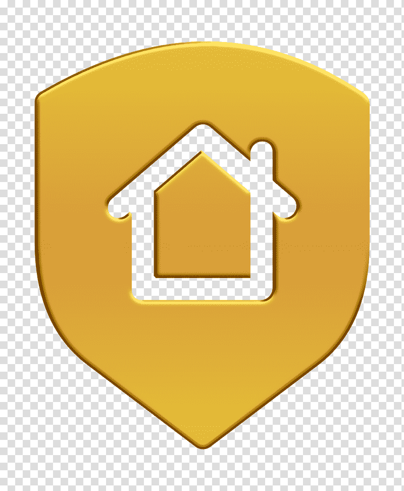 Shield icon Home insurance icon Real Estate icon, Logo, Symbol, Sign, Yellow, Line, Meter transparent background PNG clipart